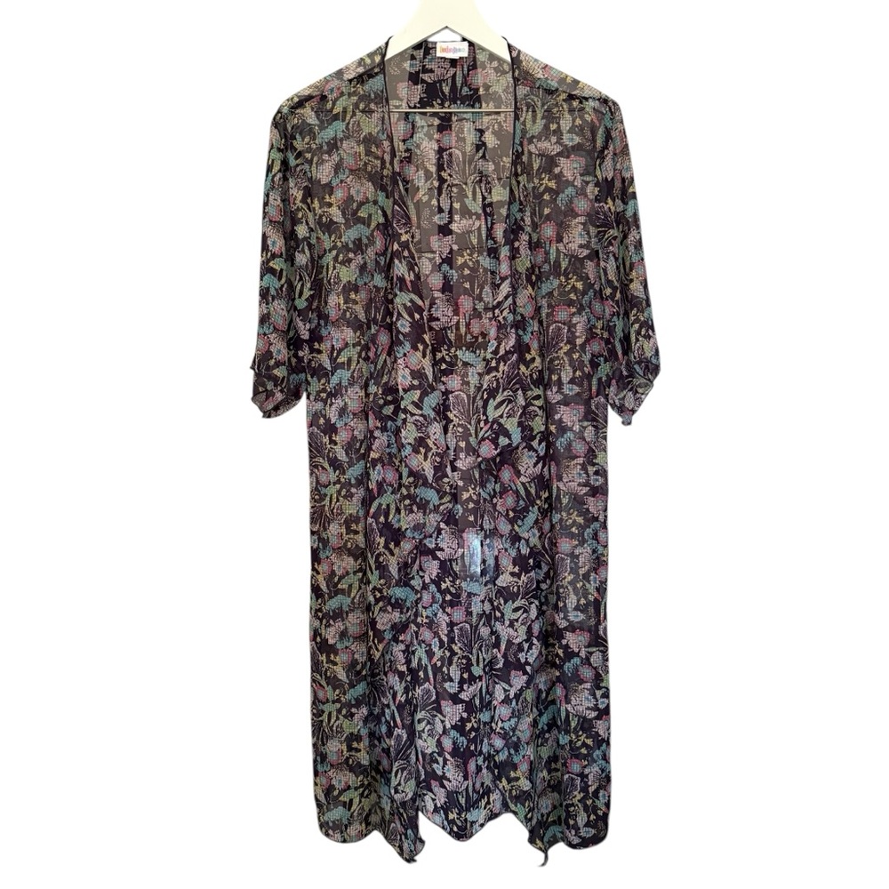 NWT LulaRoe Floral Print Sheer Long Open Duster Kimono Multicolor Size Medium